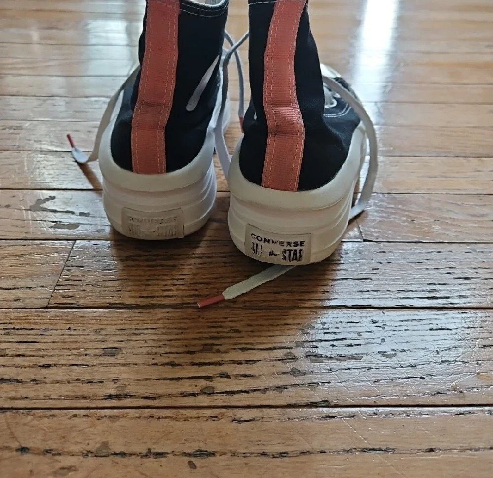 Converse Girl’s Black High-Top Platform Sneakers with White Trim